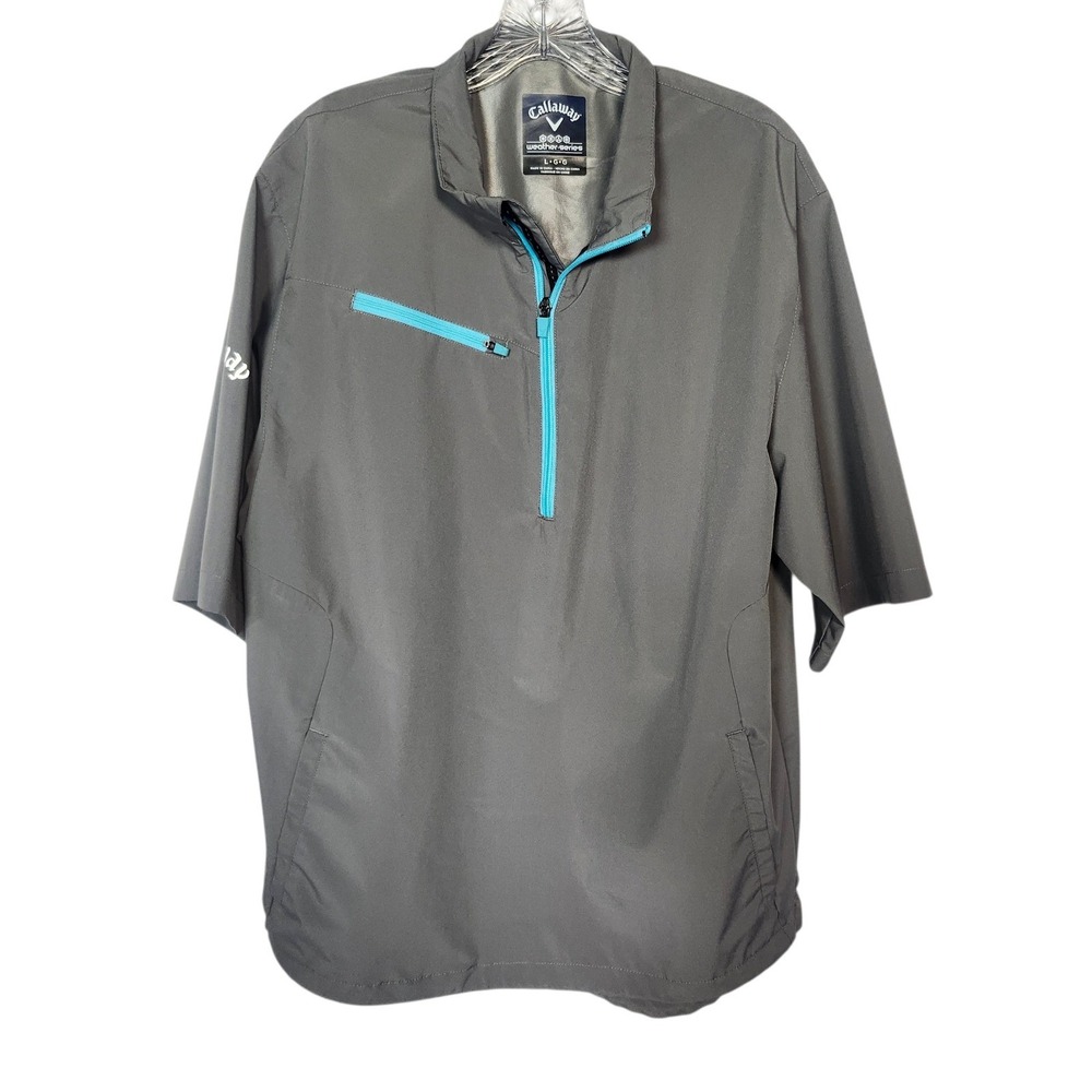 Callaway Windbreaker Mens Large Gray Weather Series Short Sleeve‎ 1/4 Zip